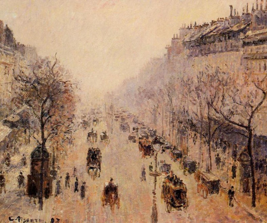 Camille Pissarro | Master apollon Boulevard Montmartre, Morgen, Sonnenlicht und Nebel – Camille Pissarro