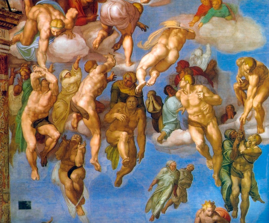 Michel&Angelo | Master apollon Die Gerechten stiegen in den Himmel auf, Detail des „Jüngsten Gerichts“, in der Sixtinischen Kapelle, um 1508 – Michelangelo