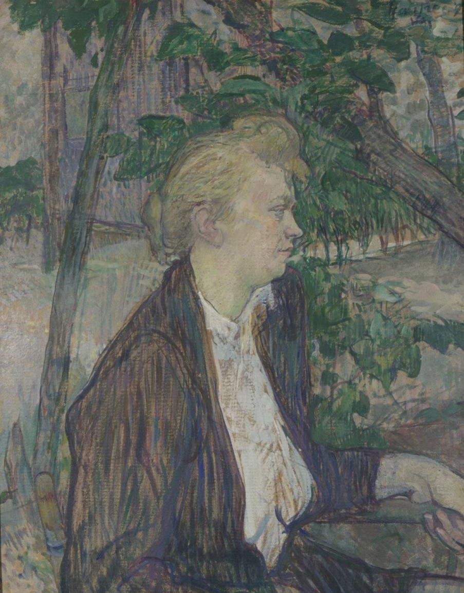 Henri aus Toulouse-Lautrec | Master apollon Frau sitzt in einem Garten - Toulouse Lautrec