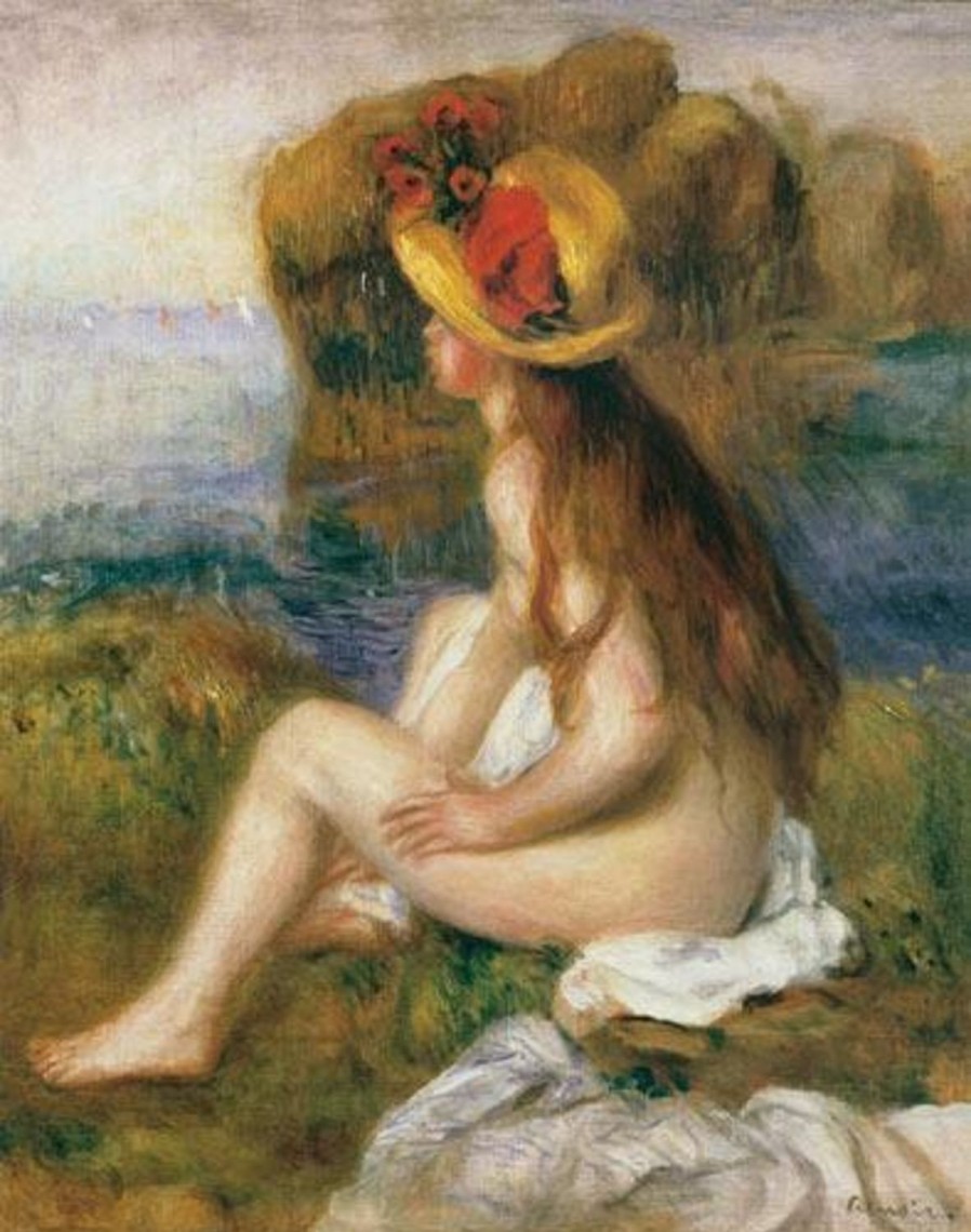 Pierre-Auguste Renoir | Master apollon Sitzender Badegast mit Strohhut - Pierre-Auguste Renoir