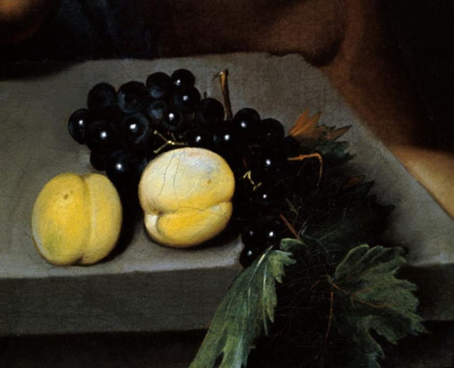 Caravaggio | Master apollon Der kranke Bacchus, Detail von Pfirsichen und Trauben – Caravaggio