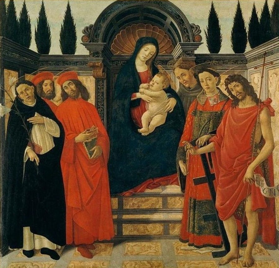 Sandro Botticelli | Master apollon Die Jungfrau und das Kind mit dem Heiligen Johannes dem Täufer, dem Heiligen Damian und dem Heiligen Cosmo – Sandro Botticelli