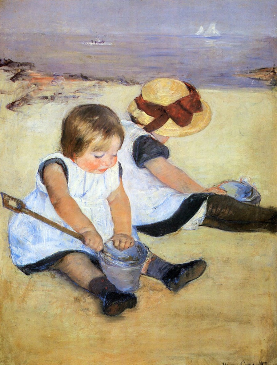 Mary Cassatt | Master apollon Kinder spielen am Strand – Mary Cassatt