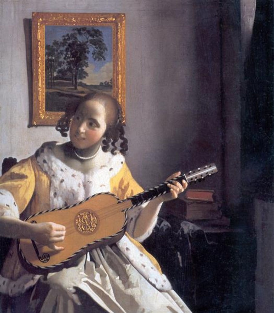 Johannes Vermeer | Master apollon Eine Frau spielt Gitarre – Johannes Vermeer