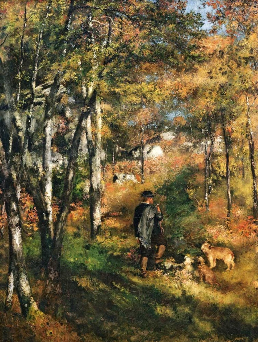 Pierre-Auguste Renoir | Master apollon Der Maler Jules Le Coeur und seine Hunde im Wald von Fontainebleau – Pierre-Auguste Renoir