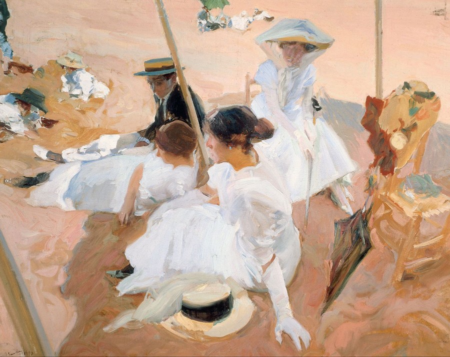 Joaquin Sorolla | Master apollon Unter der Markise, am Strand von Zarauz – Sorolla