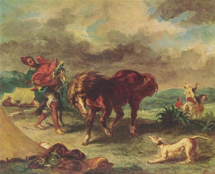 Eugene Delacroix | Master apollon Marokkaner und Pferd – Eugene Delacroix