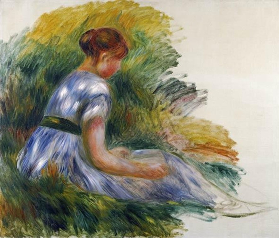 Pierre-Auguste Renoir | Master apollon Alice Gamby im Garten, junges Mädchen sitzt im Gras – Pierre-Auguste Renoir