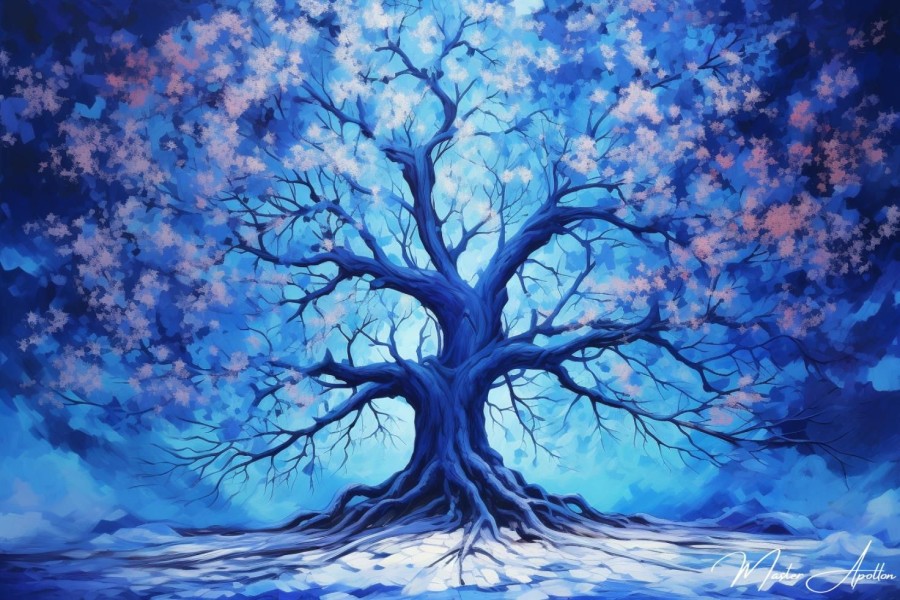 Baummalerei | Master apollon Blue Tree Guidance Painting