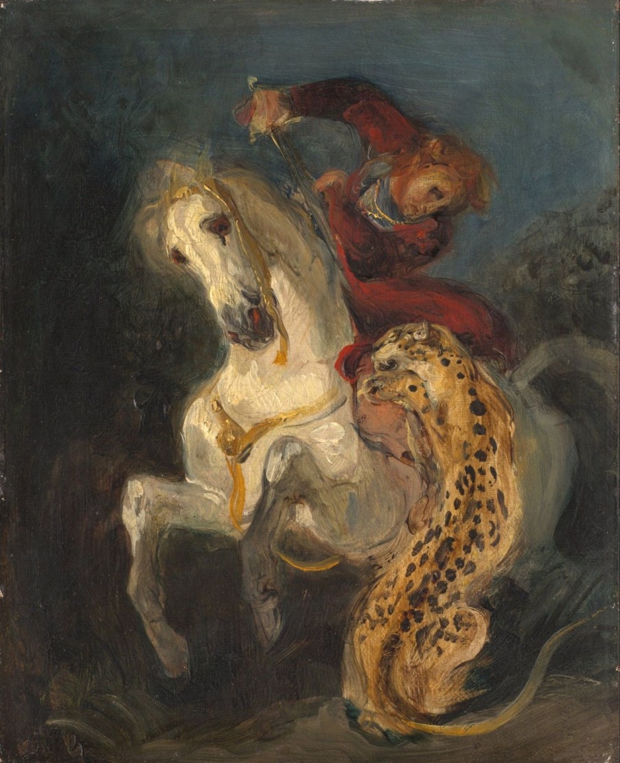 Eugene Delacroix | Master apollon Ein Reiter, der von einem Jaguar angegriffen wird – Eugene Delacroix