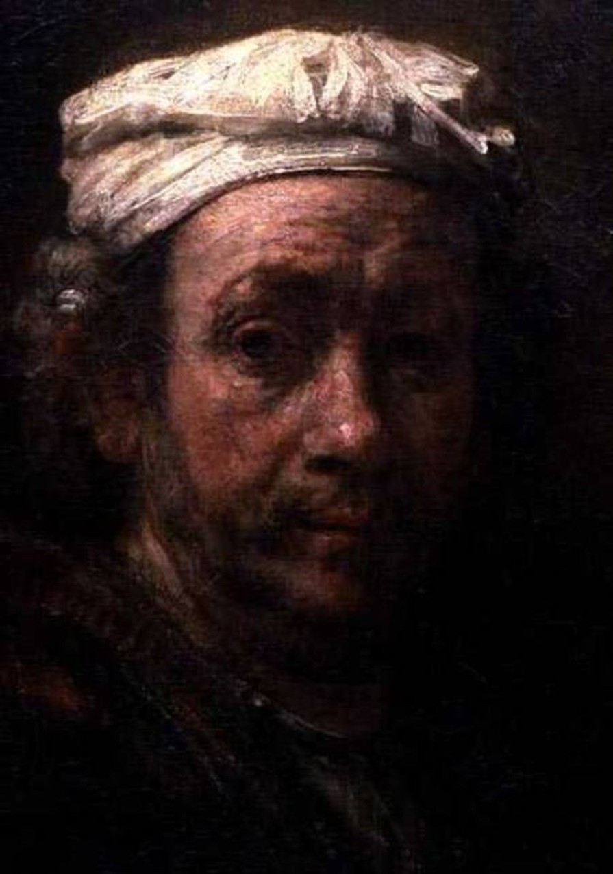 RemMaster apollont van Rijn | Master apollon Porträt des Künstlers an seiner Staffelei, Detail des Gesichts – Rembrandt Van Rijn