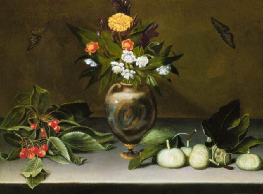 Caravaggio | Master apollon Vase mit Blumen, Kirschen, Feigen und zwei Schmetterlingen - Caravaggio