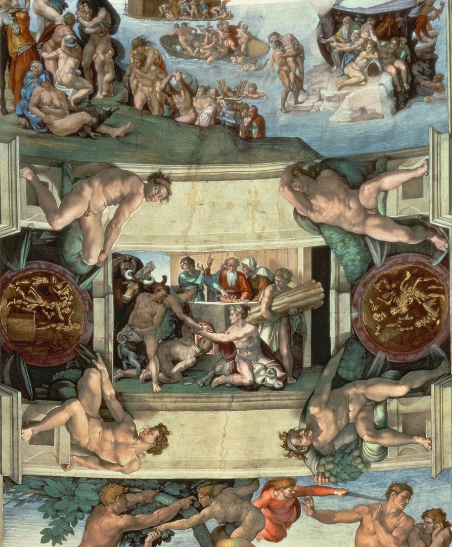 Michel&Angelo | Master apollon Decke der Sixtinischen Kapelle (1508-12): Die Opferung Noahs - Michelangelo