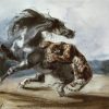 Eugene Delacroix | Master apollon Tiger greift ein wildes Pferd an – Eugene Delacroix