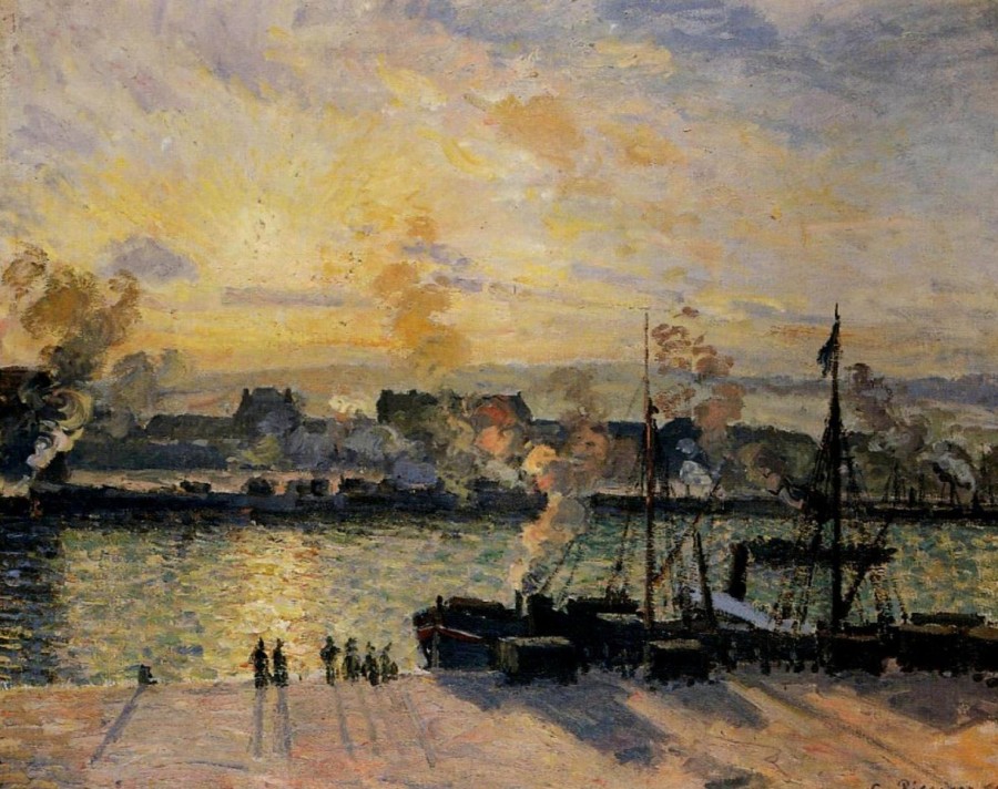 Camille Pissarro | Master apollon Sonnenuntergang, Hafen von Rouen - Camille Pissarro