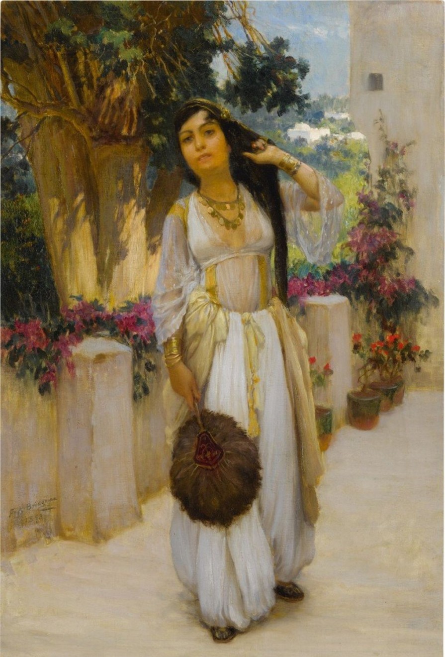 Frederick Arthur Bridgman | Master apollon Frau aus Algier auf einem Balkon – Frederick Arthur Bridgman