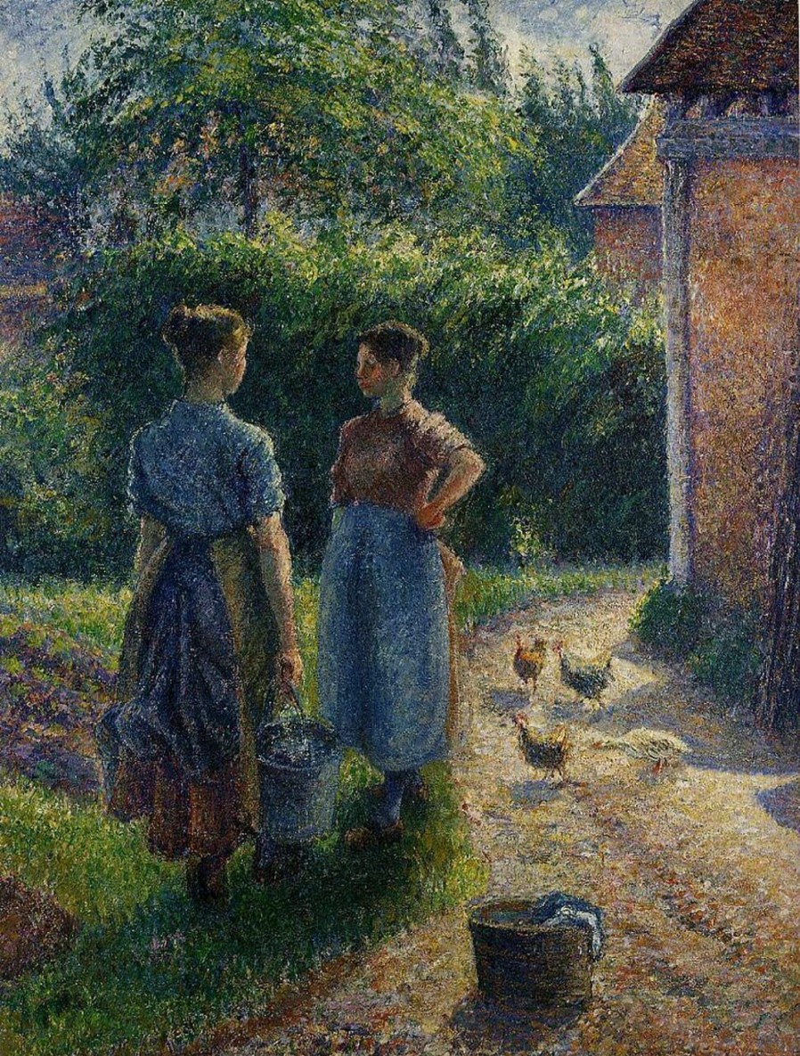 Camille Pissarro | Master apollon Bäuerinnen diskutieren auf dem Bauernhof, Eragny – Camille Pissarro