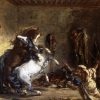 Eugene Delacroix | Master apollon Arabisches Pferd kämpft in einem Stall – Eugene Delacroix