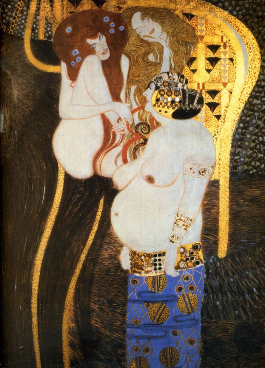 Gustav Klimt | Master apollon Beethovenfries Die feindlichen Mächte Detail der fernen Wand - Gustav Klimt