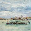 William Merritt Chase | Master apollon Grauer Tag auf der Lagune (Ein Passagierboot – Venedig) – William Merritt Chase