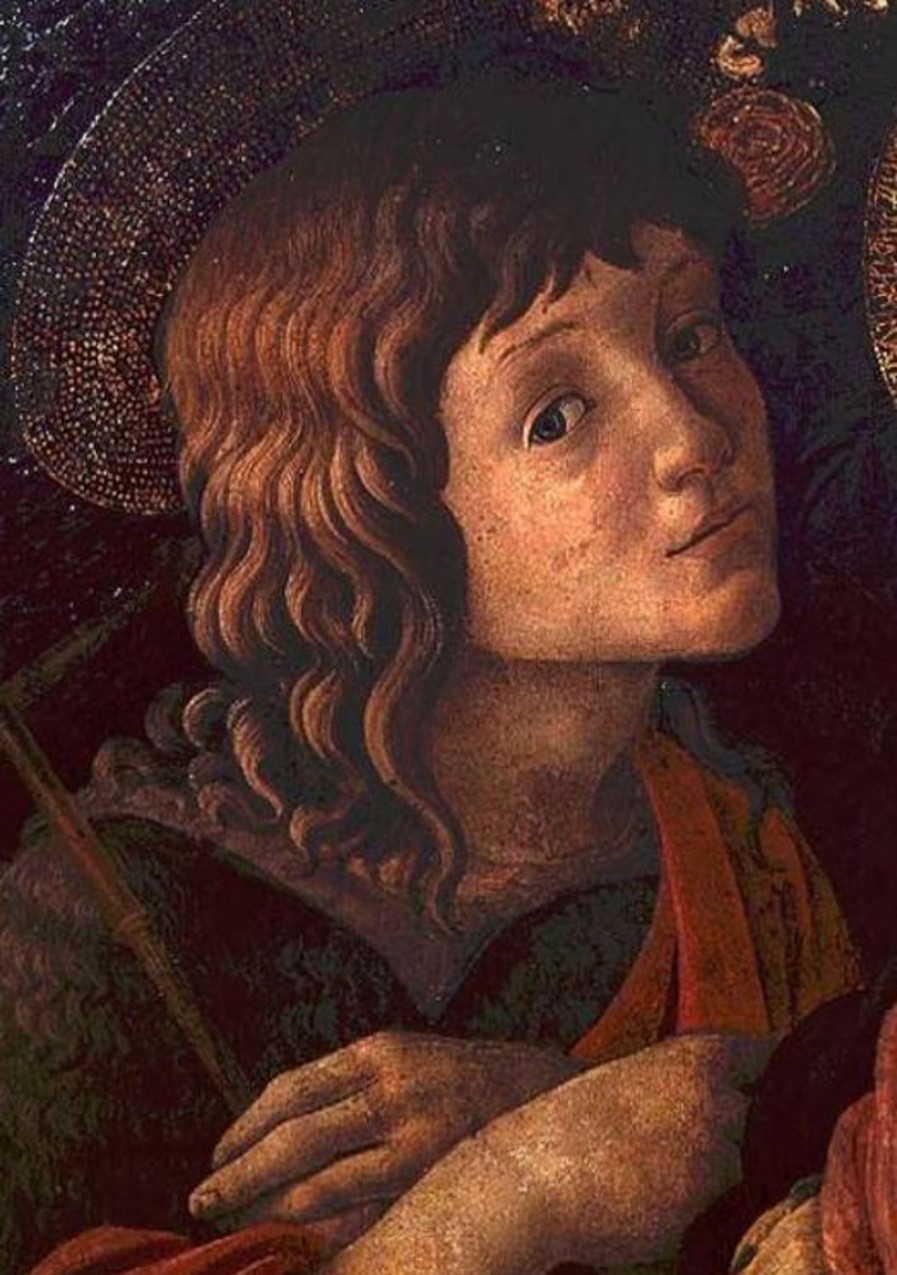 Sandro Botticelli | Master apollon Jungfrau und Kind mit dem Heiligen Johannes dem Täufer, Detail des jungen Heiligen – Sandro Botticelli