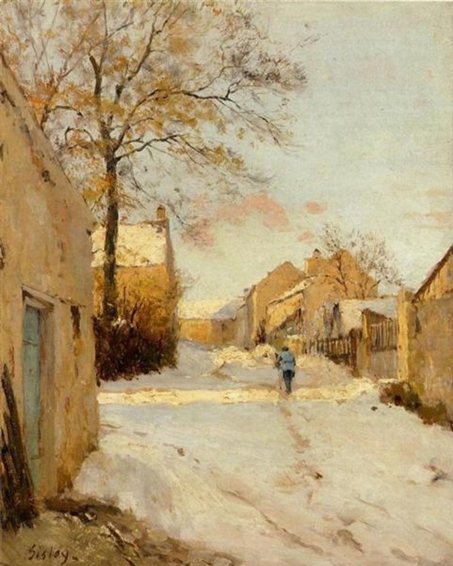 Alfred Sisley | Master apollon Eine Dorfstraße im Winter – Alfred Sisley