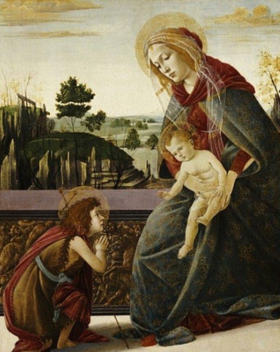 Sandro Botticelli | Master apollon Die Jungfrau und das Kind mit dem jungen Johannes dem Täufer in einer Landschaft - Sandro Botticelli